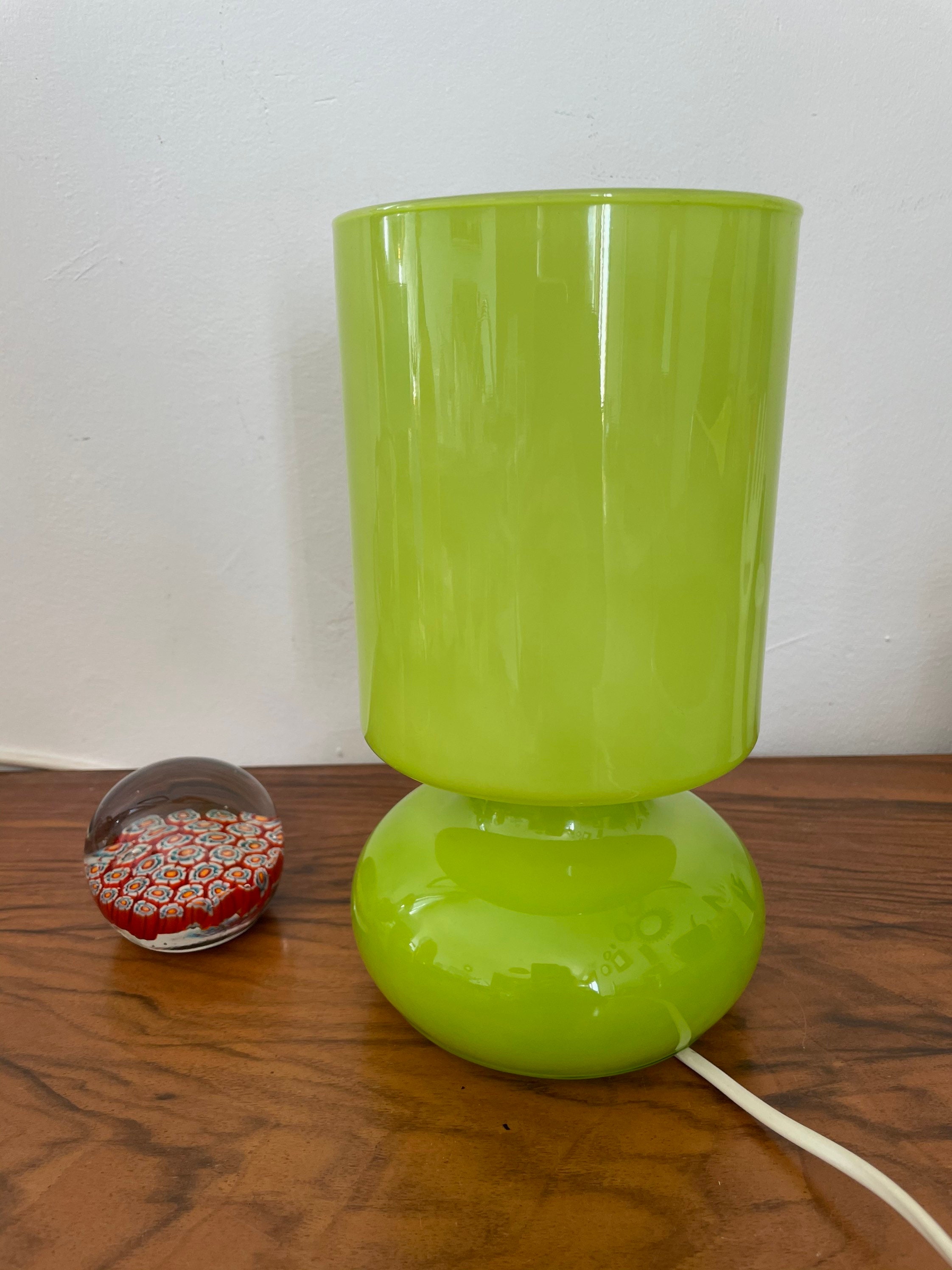 Lampe Lykta Vert Anis Vintage Ikea en Verre Fait Main/90's Discontinued/ Retro Table Lamp