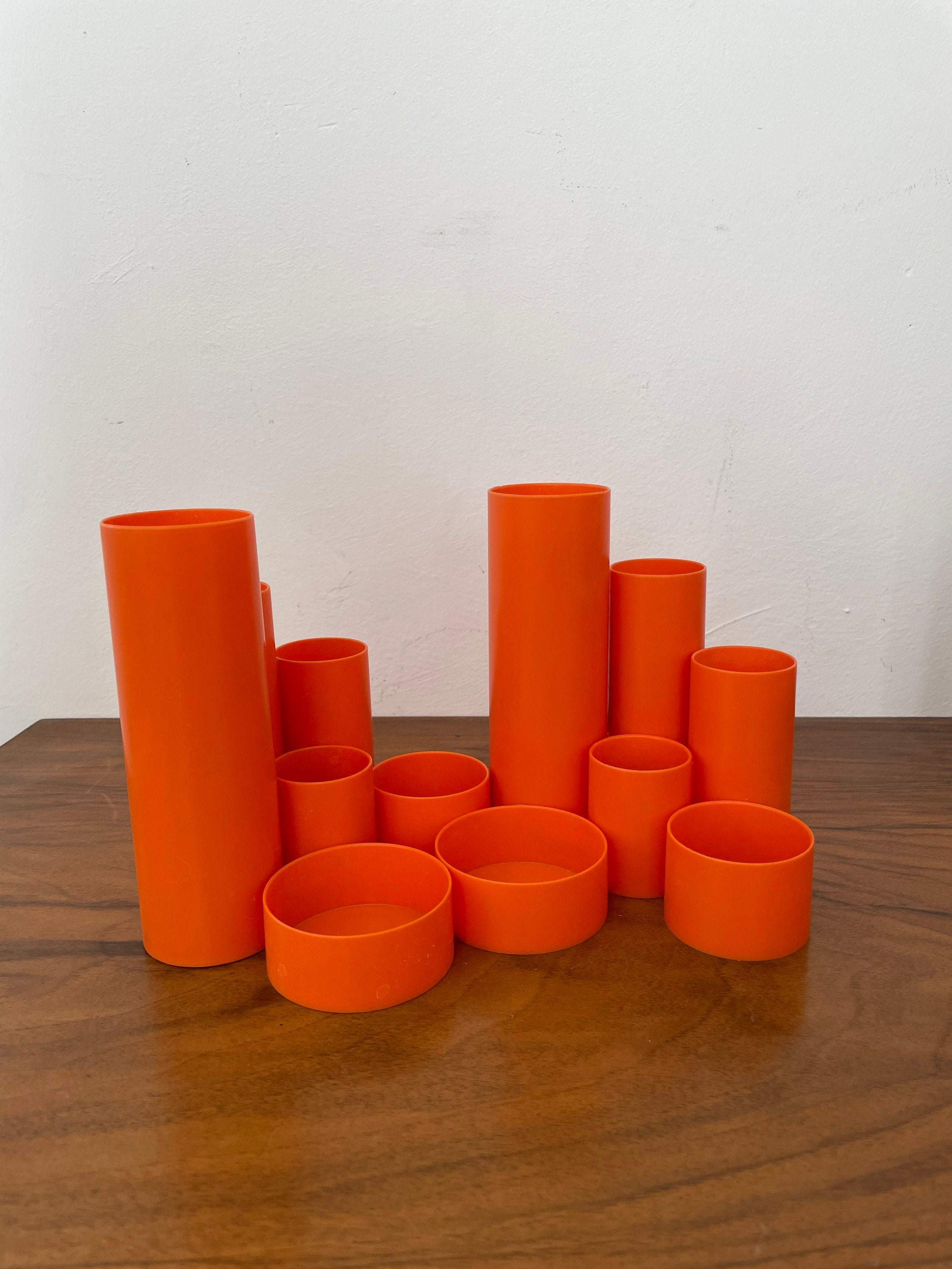 Set de 2 Organisateurs Bureau Penrex Vintage Suisse Années 70 Accessoire Rangement Pot Crayons Orang