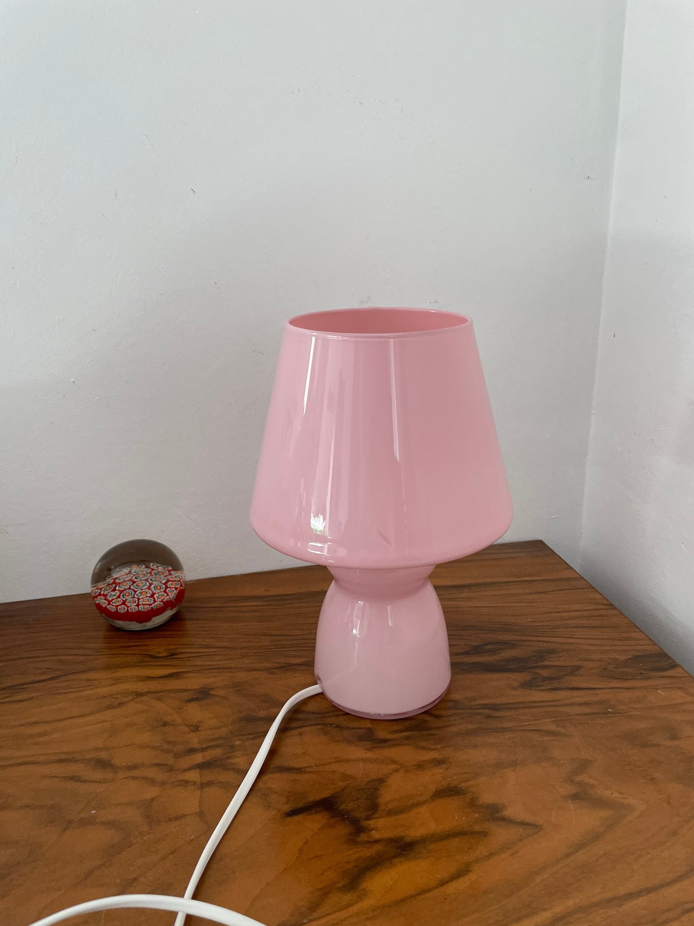 Lampe Champignon en Verre Opaline Rose Pastel/Vintage 00's Discontinued