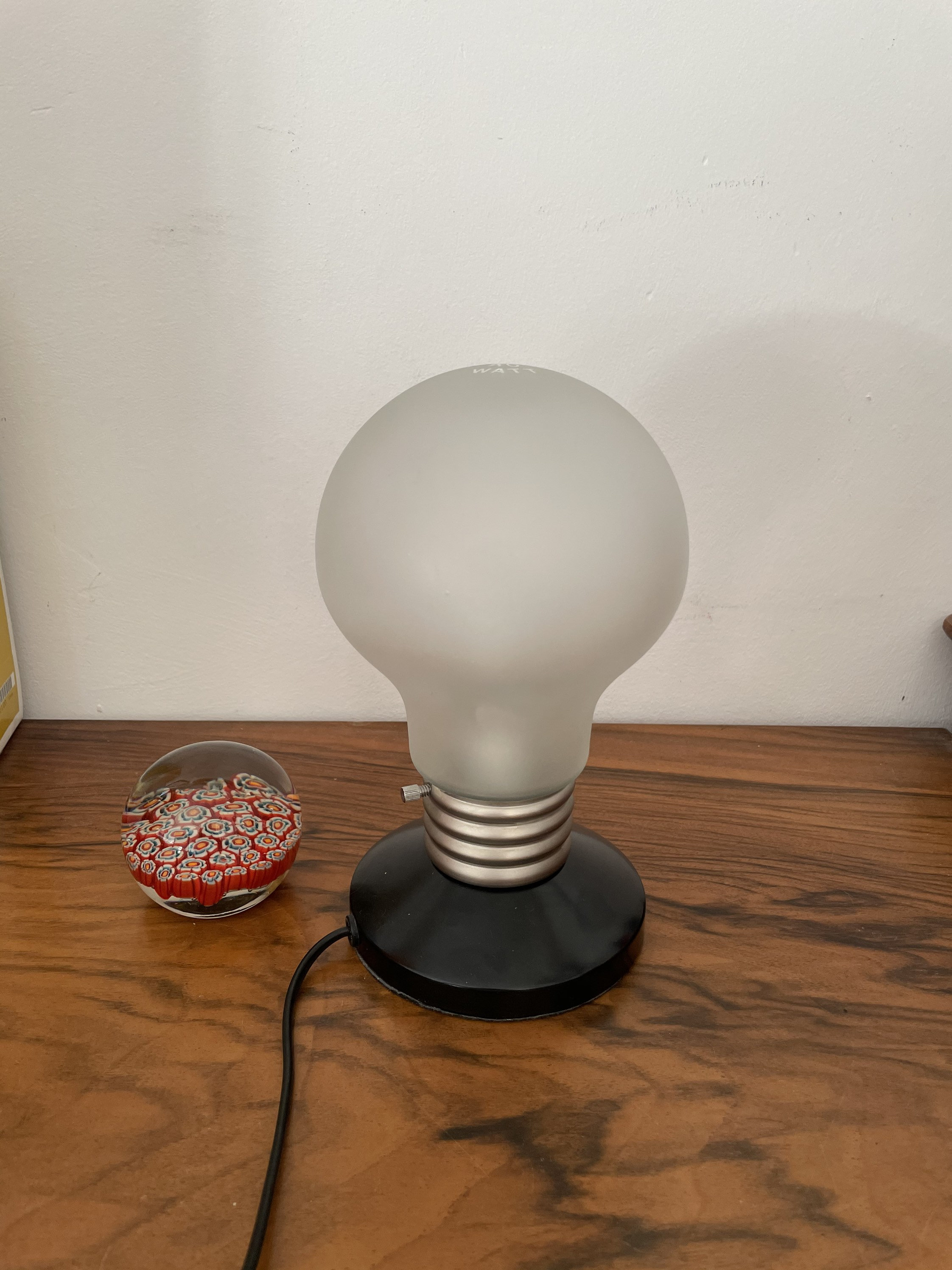 Lampe Ikea en Verre Sablé Forme d'ampoule/Vintage 90's Discontinued/ Glass Table Lamp Retro