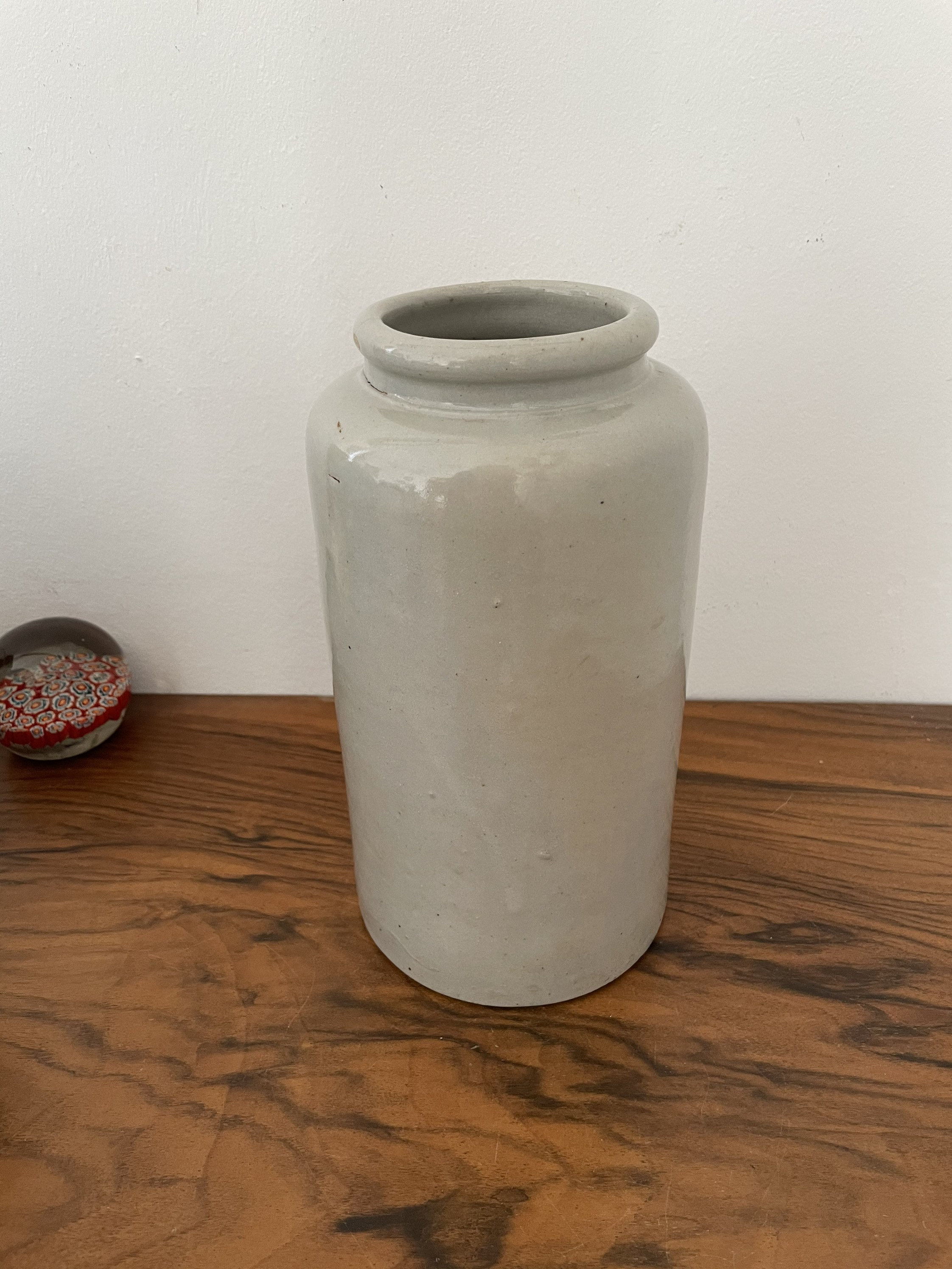 xl Pot à Salaison en Grès Beige Vernissé Ancien | France Antique Vintage Pot Graisse Moutarde França