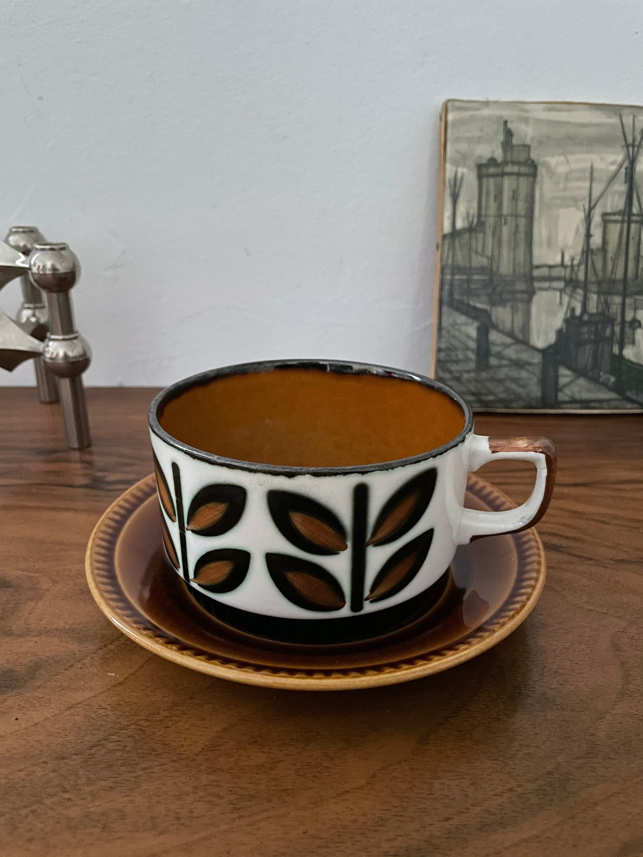 Tasse Chocolat et Soucoupe Boch Belgium Céramique Modèle Rambouillet - Vintage Coffee Cups- Café Mug