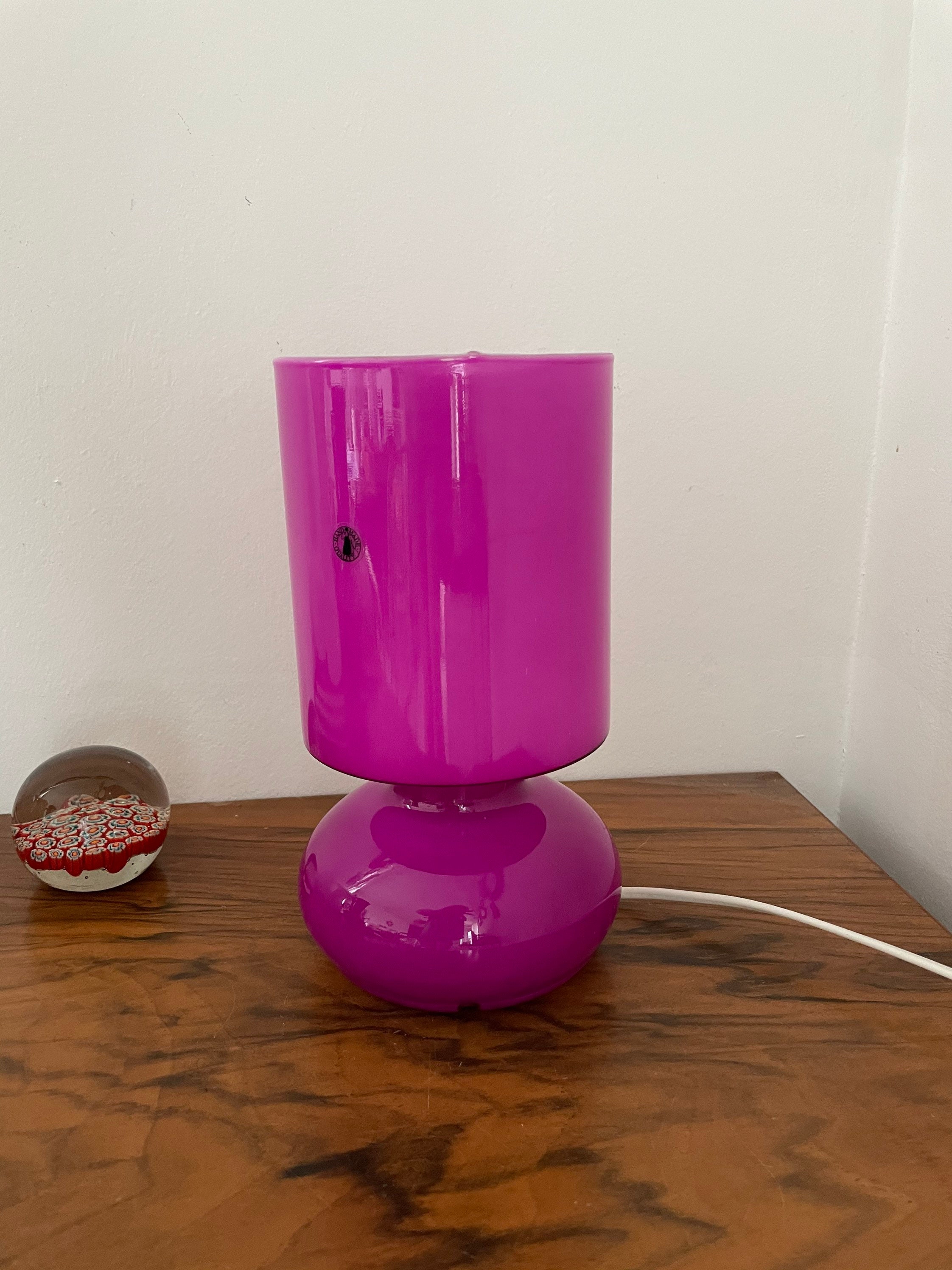 Lampe Lykta Rose Vintage Ikea en Verre Fait Main/90's Discontinued/ Retro Table Lamp