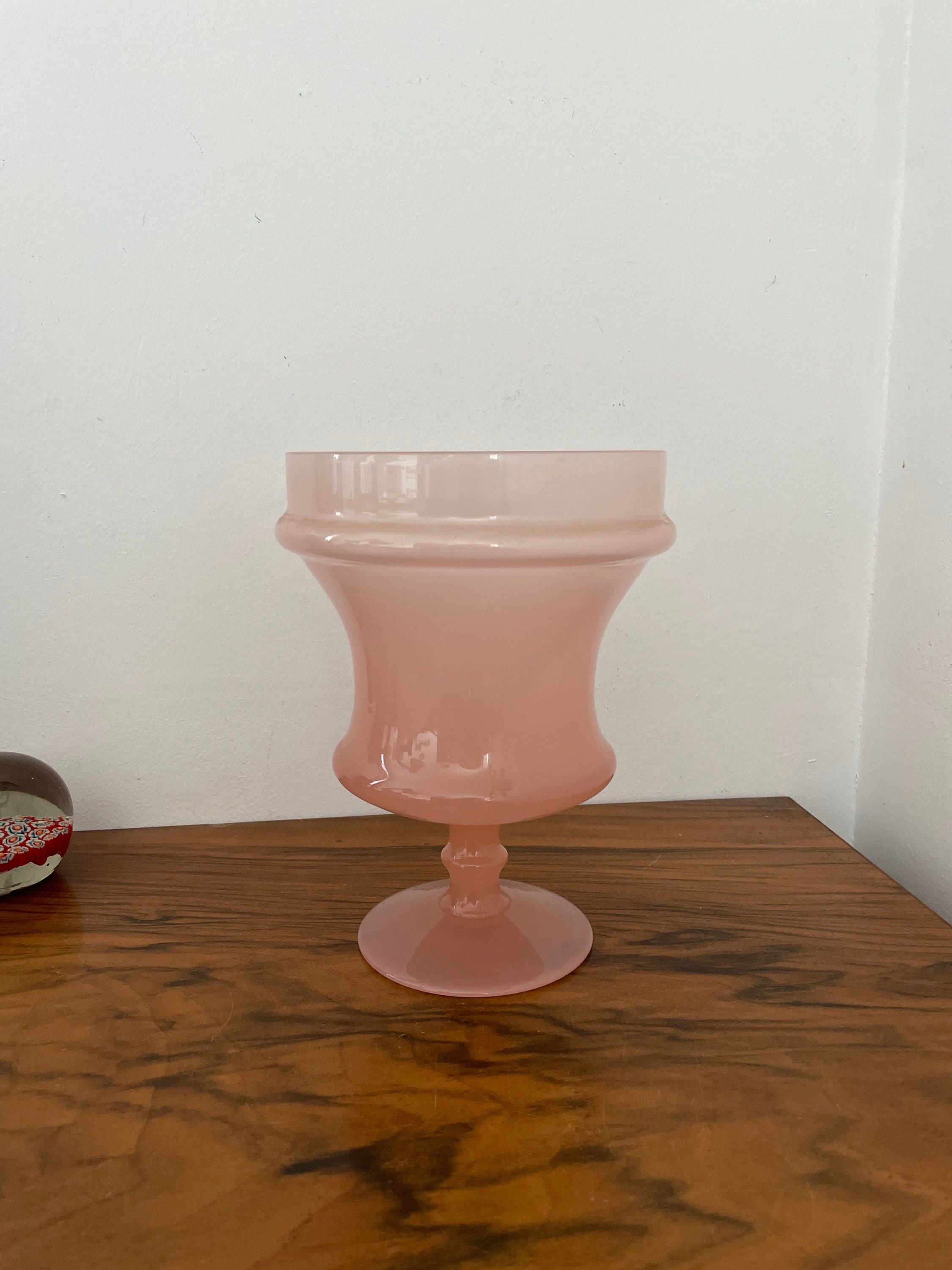 Vase Opaline Rose Médicis Pastel Verre Soufflé Bouche Opal Vintage Clerik Paris