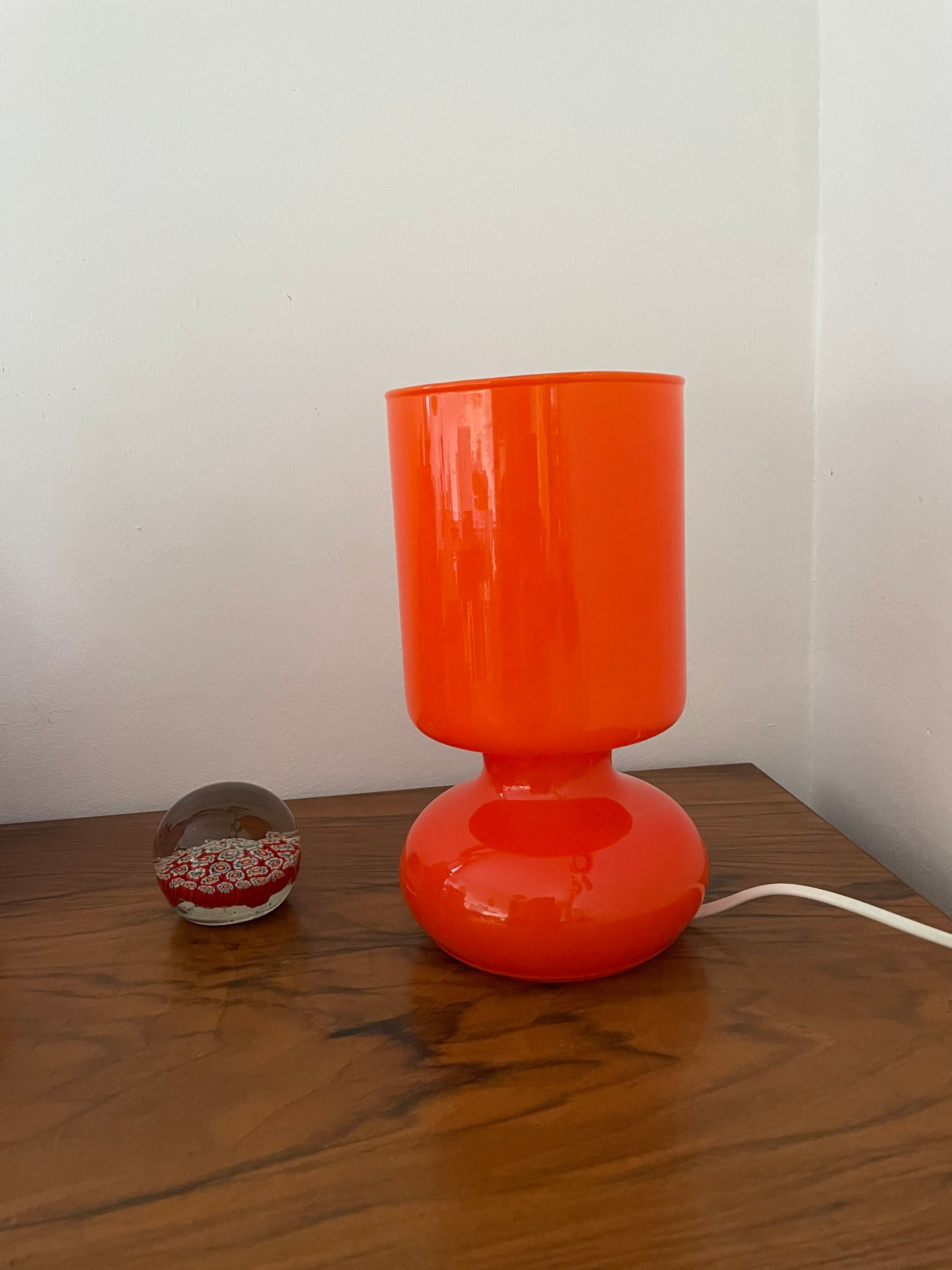 Lampe Lykta Orange Coloris Rare Vintage Ikea en Verre Fait Main/80's Discontinued Retro Table Lamp