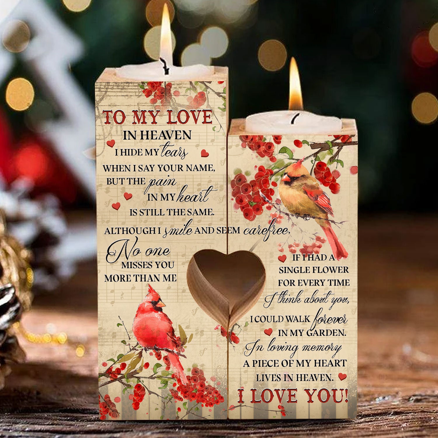 Cardinal To My Love In Heaven Candle Holder Cardinal Candle Etsy