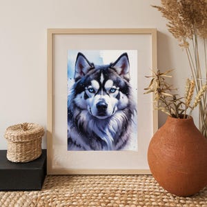 Watercolor Husky Portrait - Digital Download | Siberian Husky Wall Art | Husky Dog Lover Gift | Pet Portrait Printable Art