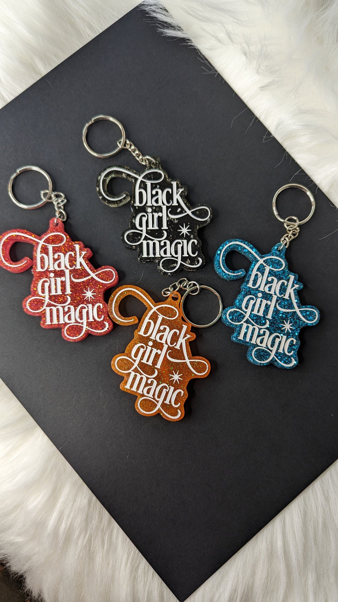 Black Girl Magic Keychain |black History Month | Resin Keychain | Black ...
