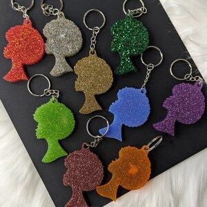 Afro Lady Schlüsselanhänger | Schwarzes natürliches Haar Schlüsselbund |  Black Girl Magic Schlüsselanhänger | Afroamerikanerdame Keychain | Kundenspezifisches Schlüsselband