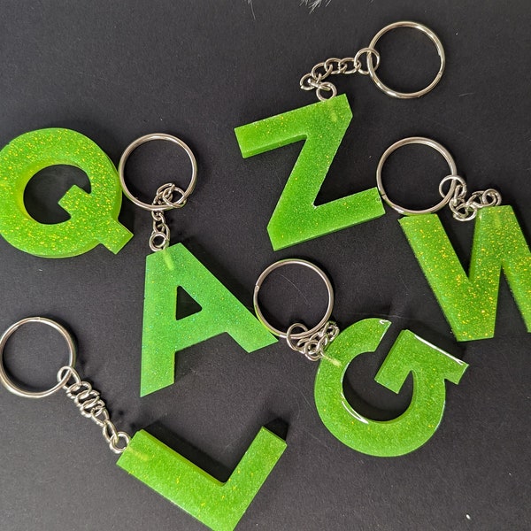 Lime Green Initial Keychain l Resin Initial Keychain l Resin Letter Keychain l Lime Green Keychain