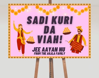 Wedding Sign (Digital) Welcome Sign | Sangeet | Maiyan Sign | Jago Sign | Punjabi Sign | Personalized Anand Karaj Kuri Da Viah