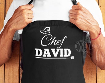 Gepersonaliseerde schort, koksschort, aangepaste naamschort, gepersonaliseerde chef-kokschort, gepersonaliseerde schort voor mannen, aangepaste schort voor mannen, aangepaste vrouwenschort