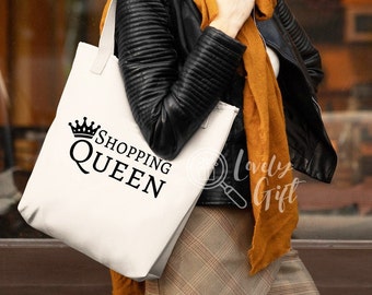 LaMAGLIERIA Tote Bag Queen noir Cabas shopping bag 100% coton 
