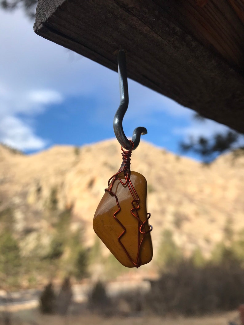 Yellow Jasper Copper Wire Pendant