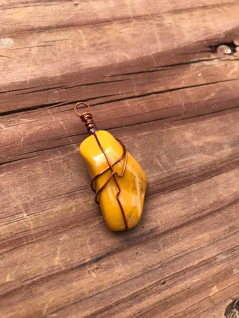 Yellow Jasper Copper Wire Pendant