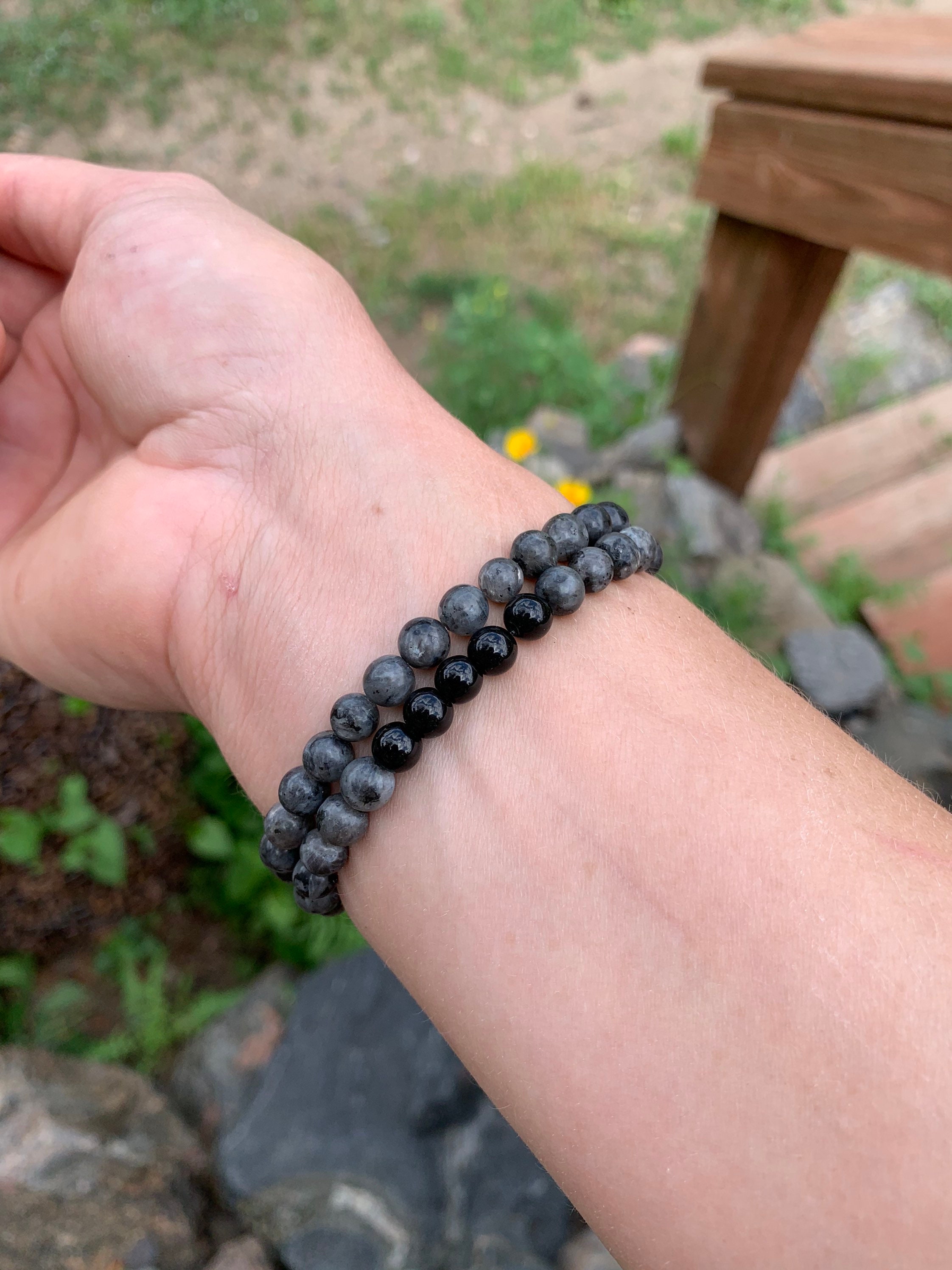 Labradorite & Obsidian Healing Bracelet / Extra Durable Etsy.de