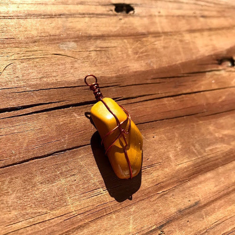 Yellow Jasper Copper Wire Pendant