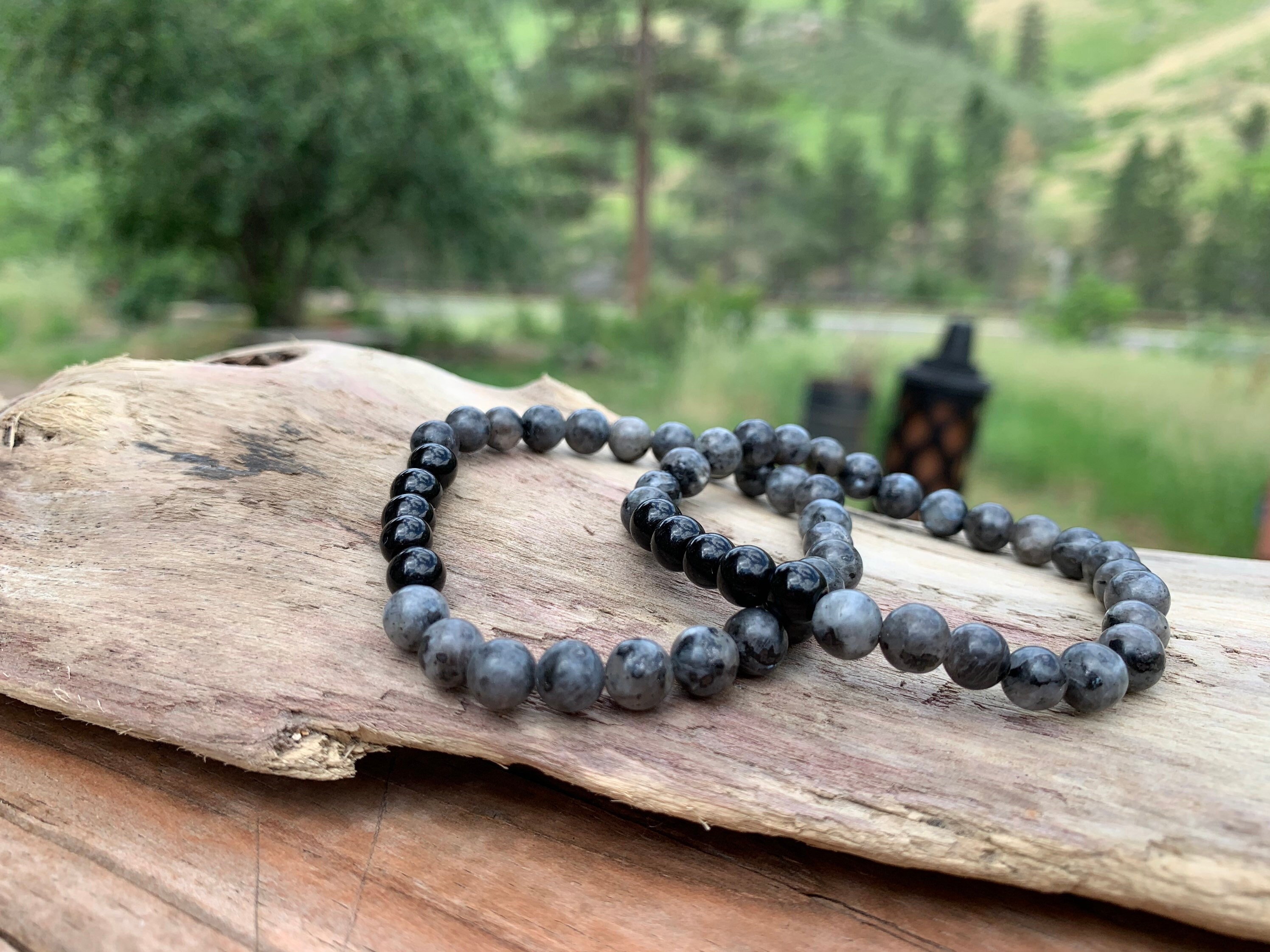 Labradorite & Obsidian Healing Bracelet / Extra Durable Etsy.de