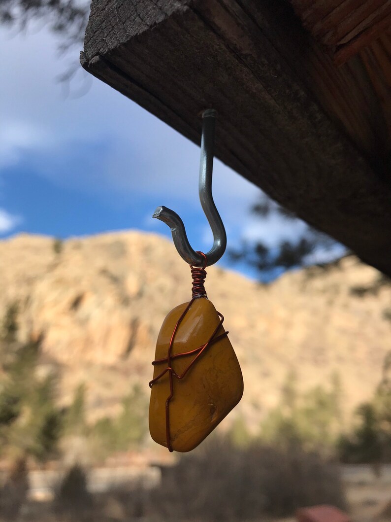 Yellow Jasper Copper Wire Pendant
