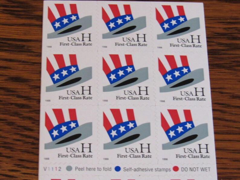 1998 H Rate Stamps 33 Cents Uncle Sam's Hat 20 Stamps Etsy