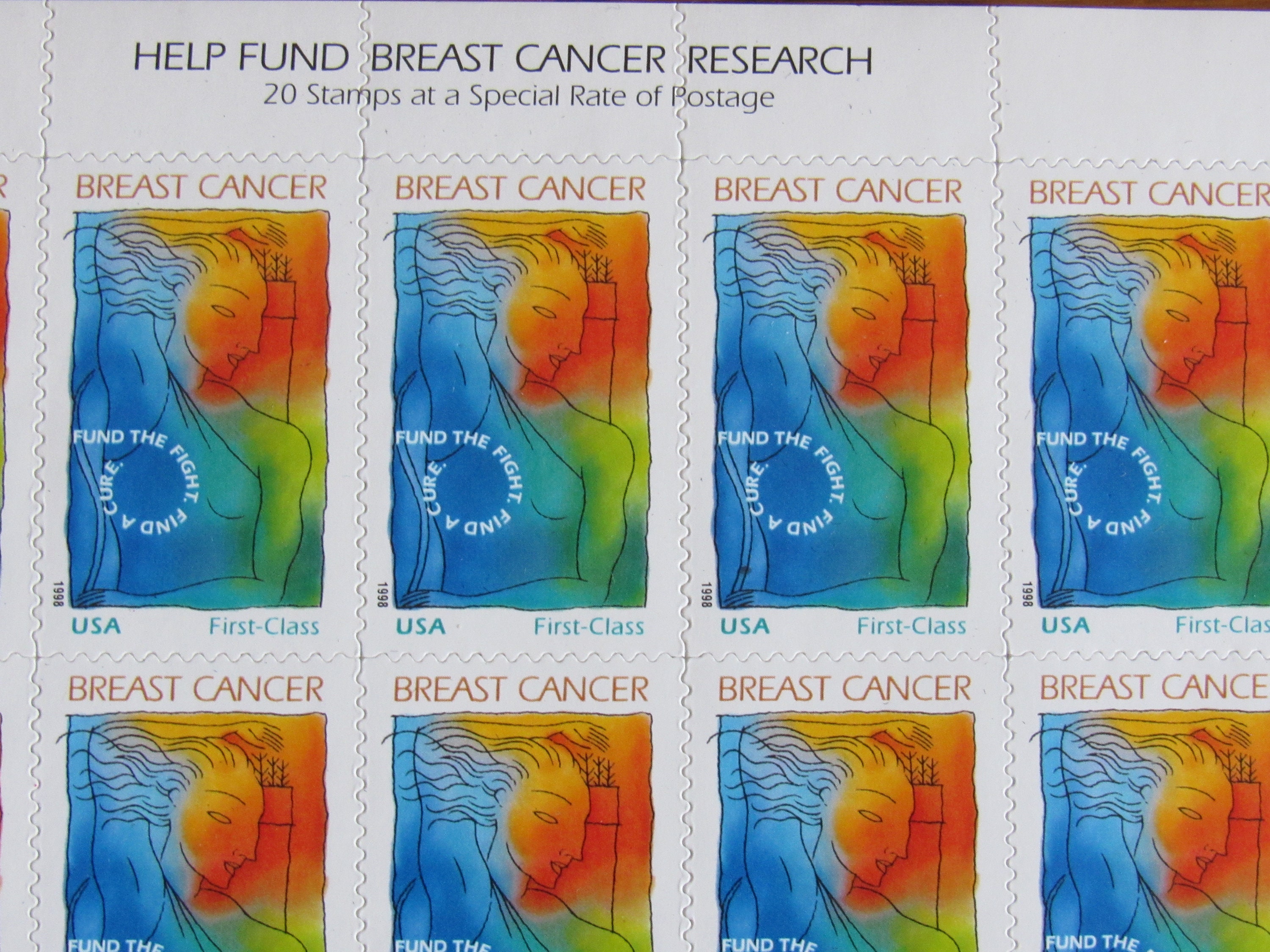 USPS Breast Cancer Research Sheet of Unused Semipostal Stamps 20 Etsy