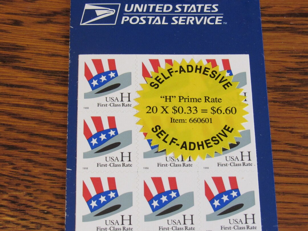 USPS UN 切手 1998年アンクル・サムの「H」プライムレート 匿名配送 1998 Manufacture Sealed Uncle Sam's H Prime Rate Stamps (20