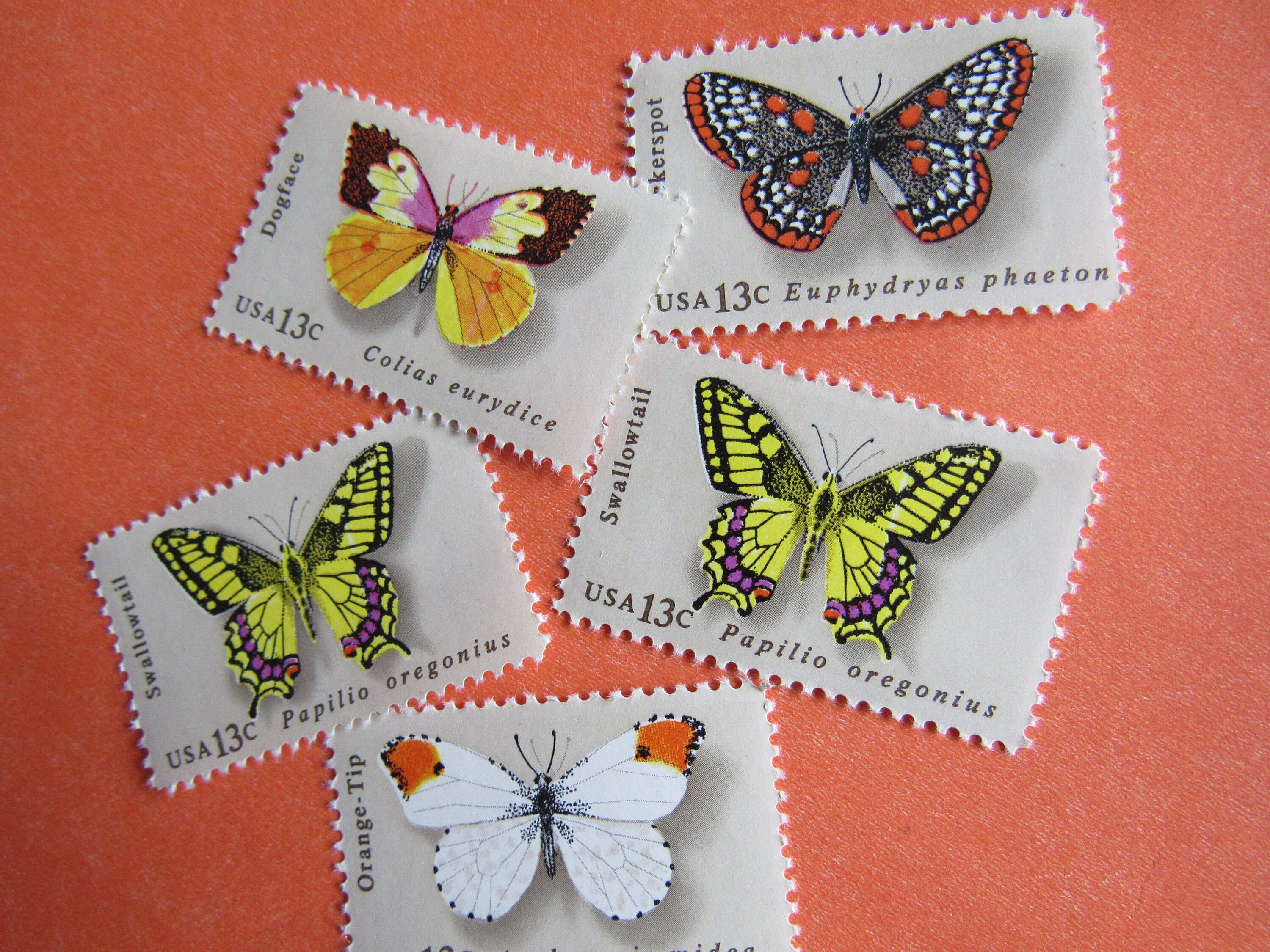 5 Vintage Butterfly Stamps Unused Etsy