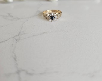 Sapphire and cz cluster ring size M