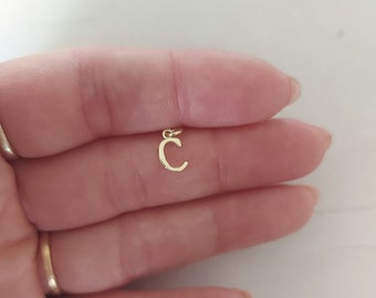 9ct solid gold mini letter 'C' charm / pendant