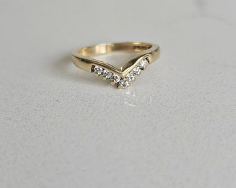 Anillo de espoleta de oro macizo de 9kt con diamantes Talla M