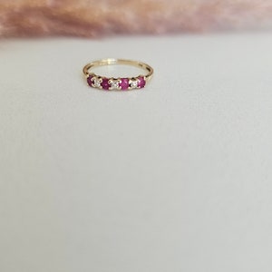 Ruby and diamond half eternity ring size P