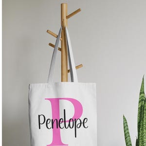 Personalised Initial & Name Tote Bag – Custom Monogram Gift – 10+ Color Options – Bridesmaid, Teacher, Shopping, Work, Reusable Bag