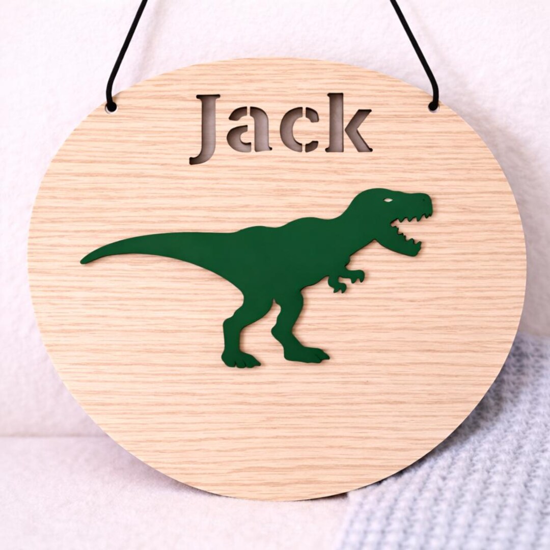 Personalised Wooden Name Sign | Dinosaur Acrylic Shape Nursery Decor - Etsy