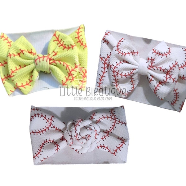 Baseball Softball Rose Knot/Top Knot/Bow Headwrap/Nylon/Clip/Piggies