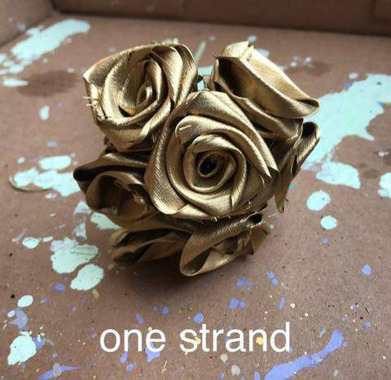 Handmade Seven Gold Dried Roses handcrafted with Palmetto Palm Tree Leaf
