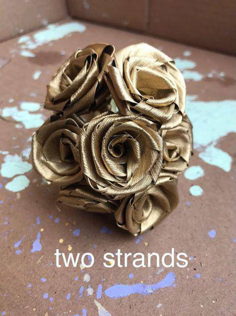 Handmade Seven Gold Dried Roses handcrafted with Palmetto Palm Tree Leaf