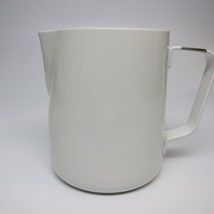 Stainless steel white powder coated steaming pitcher, 12oz, 20oz and 30oz