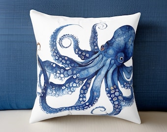 Octopus Pillow, Ocean Themed Pillows, Coastal Home Decor, Beach Cottage, Beach House Decor, Nautical Decor, Beach Home Decor