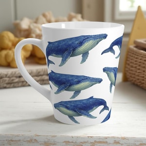 Blue Whale Coffee Mug - Striking Design, High-Quality Ceramic Material, Coastal Charm, Abstract Octopus Pattern