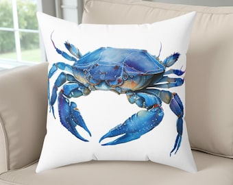 Crab Pillow, Ocean Themed Pillows, Coastal Home Decor, Beach Cottage, Beach House Decor, Nautical Decor, Beach Home Decor