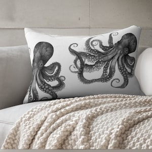 Octopus Pillow, Octopus Decor, Coastal Pillows, Beach Cottage, Summer Pillows, Beach House Decor, Nautical Decor, Beach Home Decor