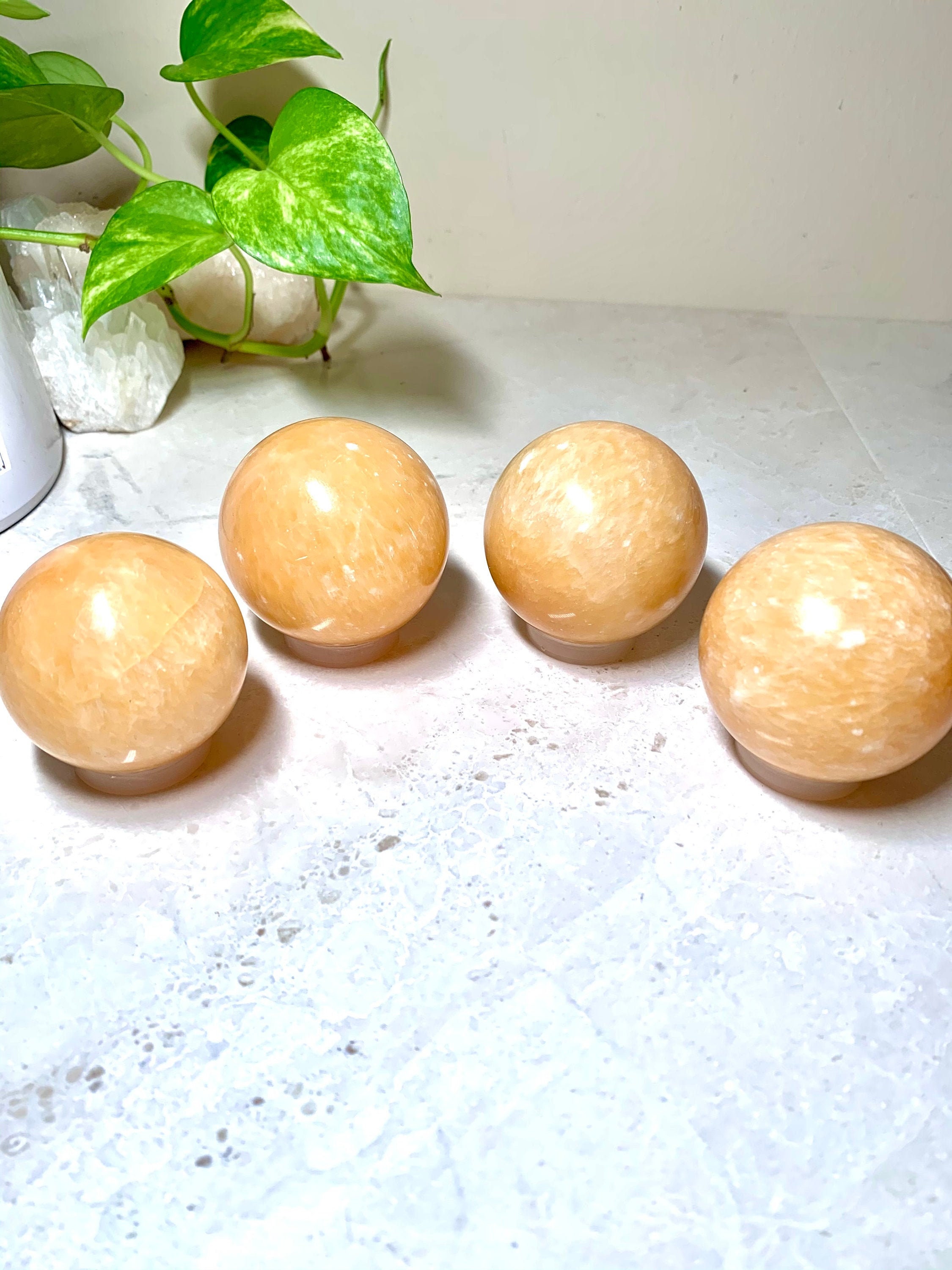 Natural Orange Calcite Crystal Ball, 50 mm Sphere Crystal, Decor
