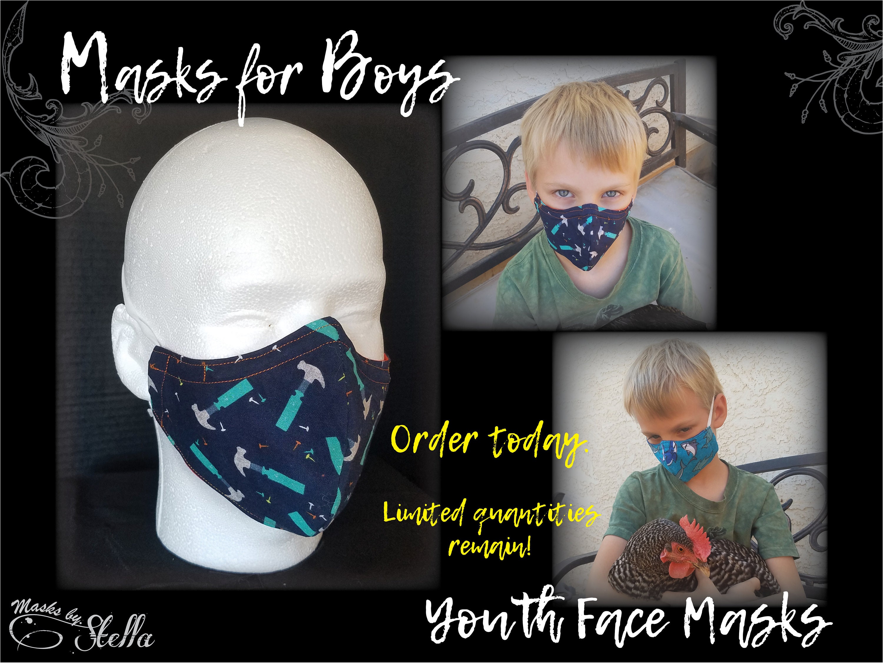 Boys Face Mask. Small Face Mask for Boys. Cute kids face Etsy