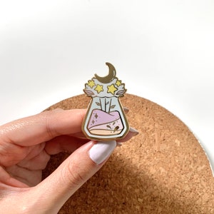 Lunar Bouquet Enamel Pin | Cosmic Collection - Moon and Stars Pin, Flowers, Cute Enamel Pin, Gifts for Her, Gifts for Him