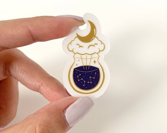Celestial Essence Clear Vinyl Sticker | Cosmic Collection - Cute Moon Sticker, Clear Sticker, Gifts for Her, Gifts for Him