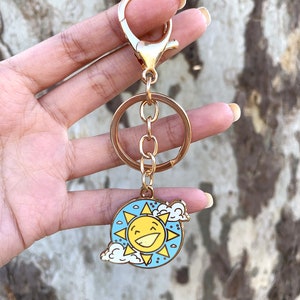 Sun Keychain | Gold Hard Enamel Sun Keychain