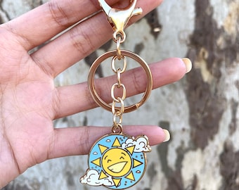 Sun Keychain | Gold Hard Enamel Sun Keychain