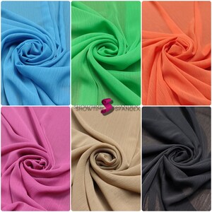 Plain Textured (Pleated) Polyester Chiffon Fabric - Lightweight - Semi-transparent