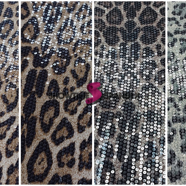 Animal Printed Jersey Fabric covered with Transparent Sequins - Stretch - Performance - Stage