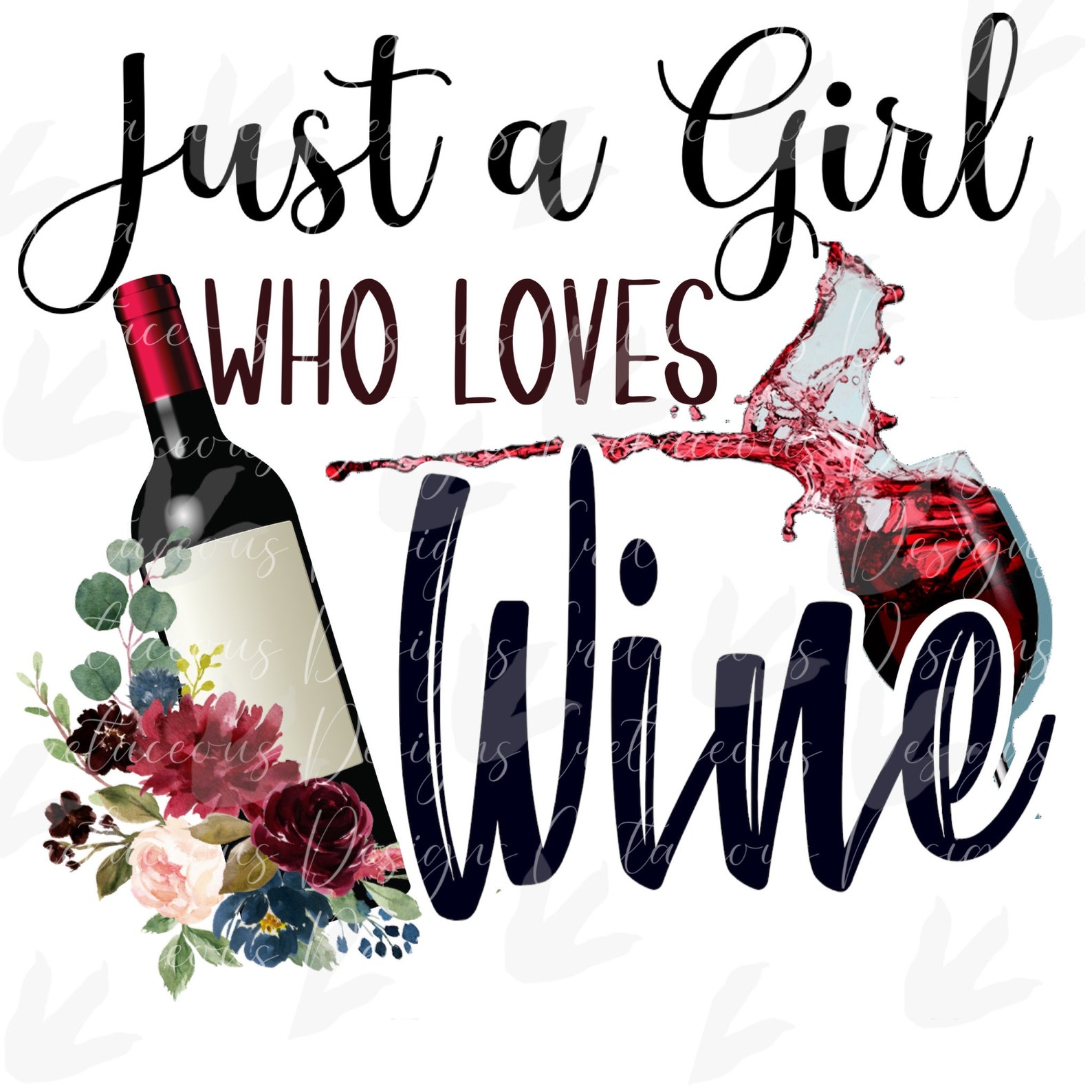 Just a Girl who Loves Wine Digital File Télécharger design Etsy